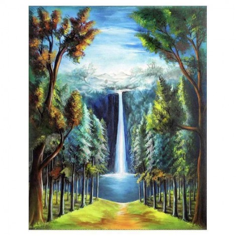 Popular Autumn Series Oil Painting Styles Forest WaterFalls Diamond Painting Kits AF9404