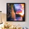 Spectacular Waterfall Sunset View Diamond Painting Kits UK Af9733