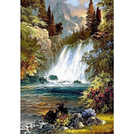 Autumn Series Oil Painting Styles Mountain Waterfalls Diamond Painting Kits AF9394