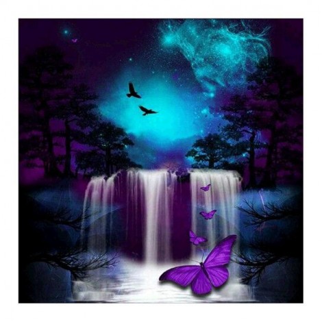 Fantasy Styles Night butterfly Waterfalls Diamond Painting Kits AF9408