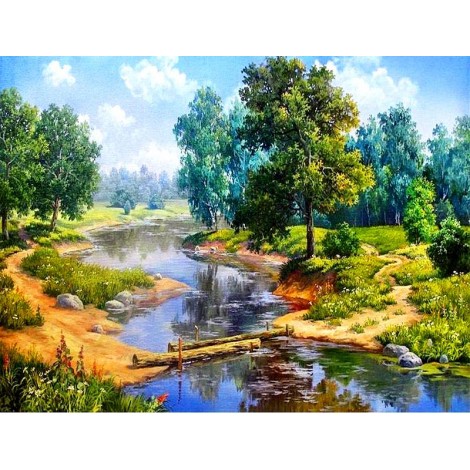 Forest Lake Scenery Full Drill 5D DIY Diamond Painting Kits UK VM90987