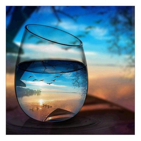 World In Glass Series Blue Style Sunset Diamond Painting Kits UK Af9727