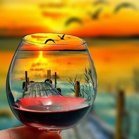 Popular Special Glass Sunset Pattern 5d Diy Diamond Painting Kits UK QB8207