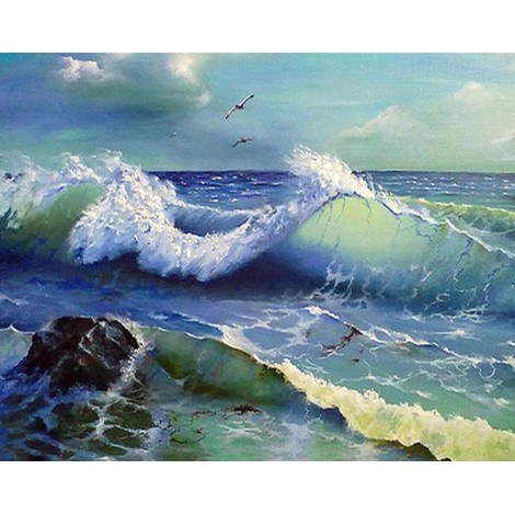 Hot Sale Nature Sea Wave Pattern 5d Diy Cross Stitch Diamond Painting Kits UK QB7128