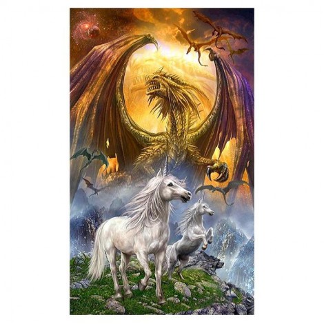 Best Mystical Unicorn Pattern Embroidery Stitch Diy 5d Diamond Painting Kits UK QB05427