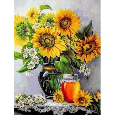 2019 Oil Painting Style Sunflowers 5d Diy Full Square Diamond Painting Kits UK VM91936