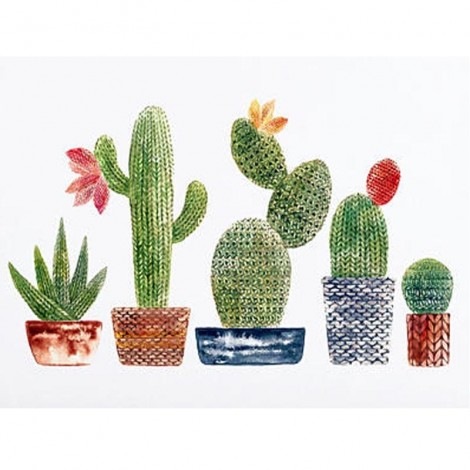 Cartoon Plant Cactus 5D Diy Embroidery Cross Stitch Diamond Painting Kits UK NA10388