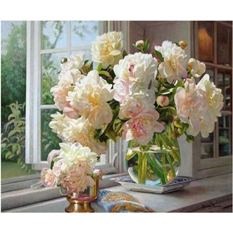 Hot Sale Peony Flowers Square Diamond 5d Diy Diamond Painting Kits UK VM9440