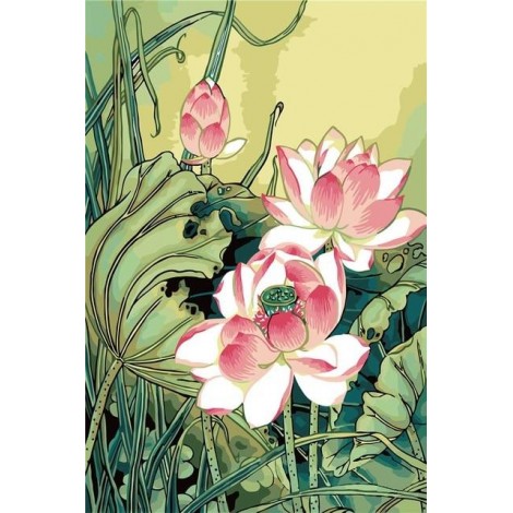 Oil Painting Style Lotus 5D Diy Cross Stitch Diamond Painting Kits UK NA0159
