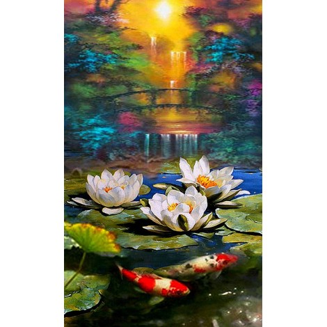 Oil Painting Style Lotus 5D Diy Embroidery Diamond Painting Kits UK NA0140