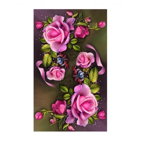 Modern Art Styles Pretty Pink Roses with butterfly Diamond Painting Kits UK AF9364