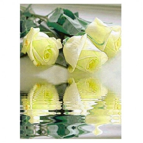 Dream Series Pretty Yellow Rose With Water Reflection Diamond Painting Kits UK AF9350