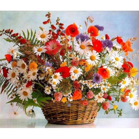 Flowers In Basket Paint 5d Diamond Painting Cross Stitch UK VM08598