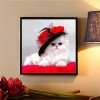 2019 lovely White Cat With Hat 5d Diy Diamond Painting Cross Stitch Kits VM0053