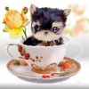 2019 Hot Sale Cute Cat In Teacup 5d Diy Full Diamond Painting Cat Kits UK VM03003
