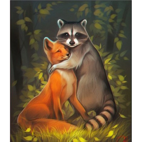 Fox & Raccoon Full Drill 5D Diy Diamond Painting Kits Uk VM90990