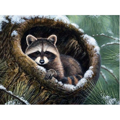 Winter Full Square Drill Raccoon 5d Diy Cross Stitch Diamond Painting Kits UK NA90393