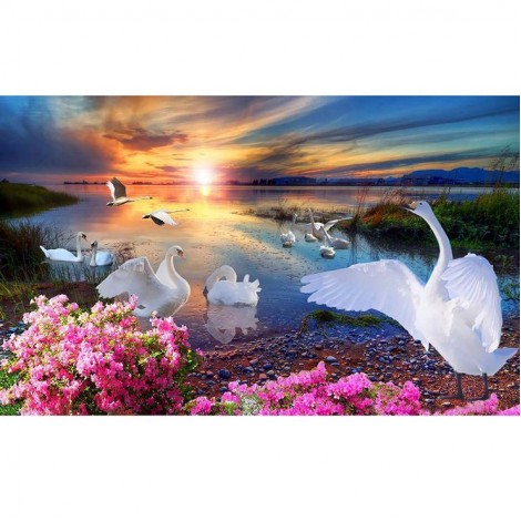 Best Dream Style Swan Pattern Diy 5d Full Diamond Painting Kits UK QB5833