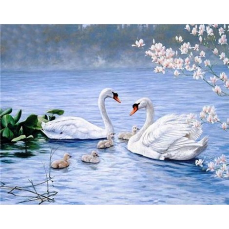 2021 Decor White Elegant Swan Lover 5d Diamond Painting UK VM1512