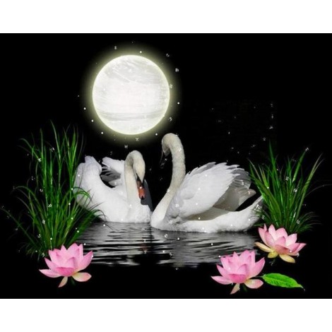 2019 Dream Swans Love Pattern Wall Decor 5d Diy Diamond Painting Kits UK VM9939