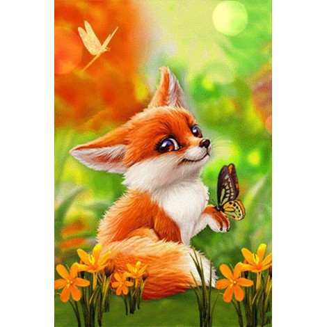 Cartoon Animal Fox 5D DIY Embroidery Cross Stitch Diamond Painting Kits UK NA0810