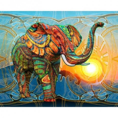 Modern Art Cross Stitch Colorful Elephant Diy 5d Diamond Painting Kits UK QB5372