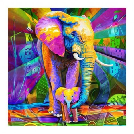 Modern Art Cross Stitch Colorful Elephant Diy 5d Diamond Painting Kits UK QB5371