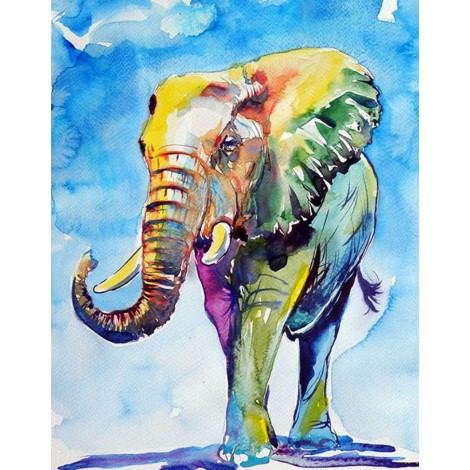 2019 Watercolor Full Drill Elephant 5D Diy Diamond Painting Kits UK NA0174