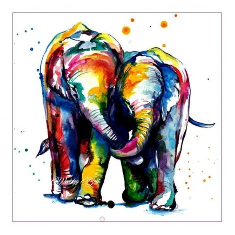 Hot Sale Best Watercolor Elephant Diy 5d Diamond Painting Kits UK QB5394