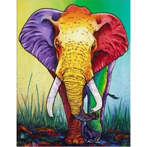 Modern Art Cross Stitch Colorful Elephant Diy 5d Diamond Painting Kits UK QB5369