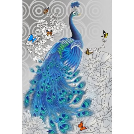 Cheap Blue  Peacock 5d Diy Diamond Painting Kits UK AF9083