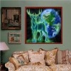 Fantasy Styles Green and Blue Deer Diamond Painting Kits UK For kids AF9134
