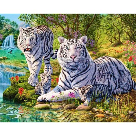 5D DIY Diamond Painting White Tiger Embroidery Cross Stitch Kits VM90519