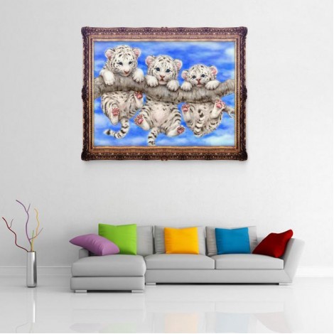 Hot Sale Dream Animal Tiger 5d Cross Stitch Diy Painting By Crystal Kits UK QB5106