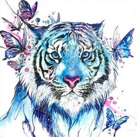 Colorful Watercolor Tiger And Butterfly Cheap Kit Diamond Painting 5d UK VM1356