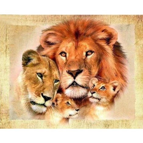5D DIY Diamond Painting Lion Family Embroidery Cross Stitch Rhinestone Kits  VM90504