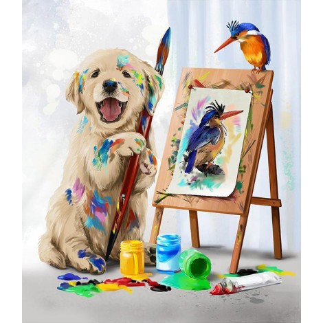 Cartoon Happy Dog 5D DIY Paint By Diamond Kit