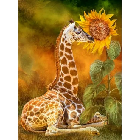 Giraffe With Sunflower DIY Diamond Painting Full UK