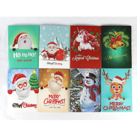 Christmas greeting card diamond painting handmade diy gift holiday letter writing set 8
