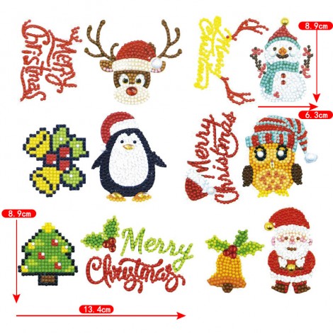 DIY Stickers-12Pcs Christmas Diamond Painting Stickers Kits